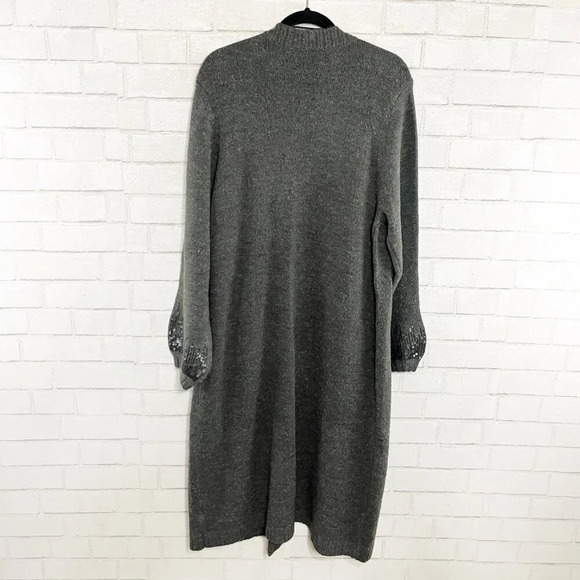 Torrid Gray Drop Shoulder Sequin Duster Cardigan Sweater Women's Plus Size 2X - Picture 4 of 10